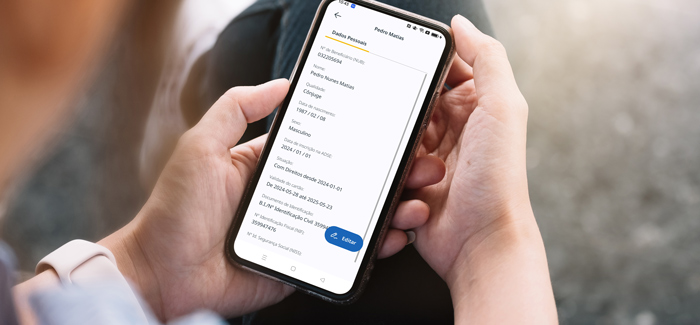 Editar dados pessoais na app